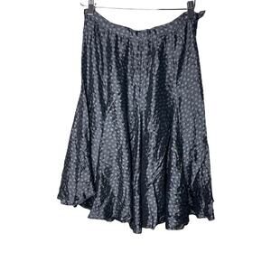 Lee Mathews Polka Dot A Line Silk Knee Length Midi Skirt Silver Womens 8
